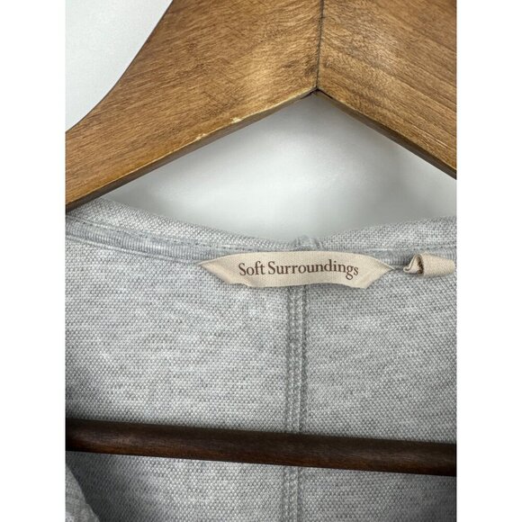 Soft Surroundings Sunday In Estrade Hoodie Jacke Gray Full Zip Knit Leaf Size S - Picture 4 of 8